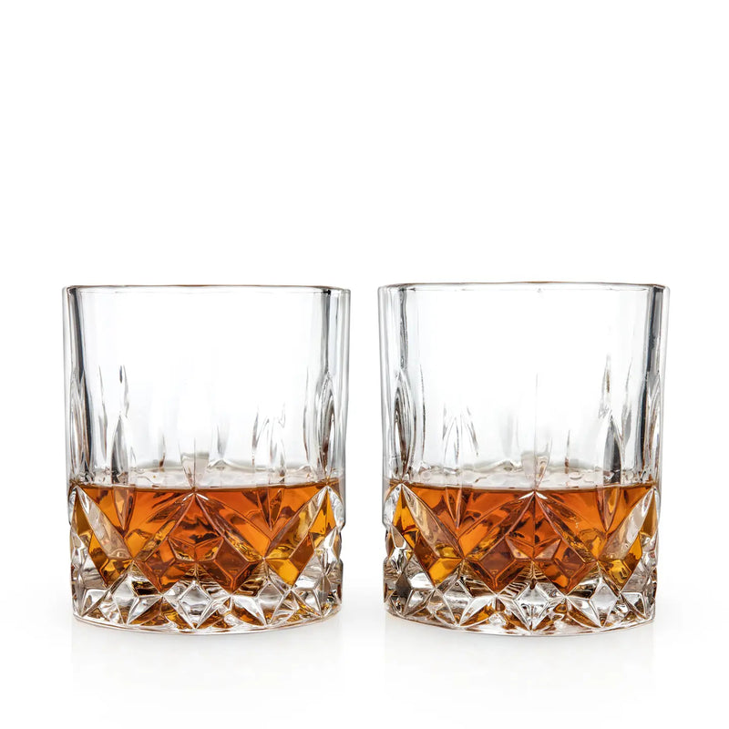 Set of 2 Crystal Lowball Glasses