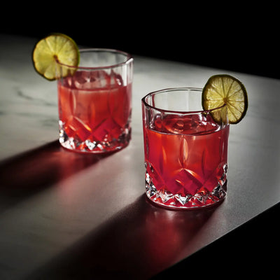 Set of 2 Crystal Lowball Glasses