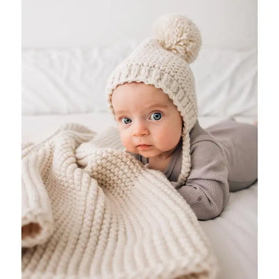 Natural Garter Stitch Knit Baby Blanket