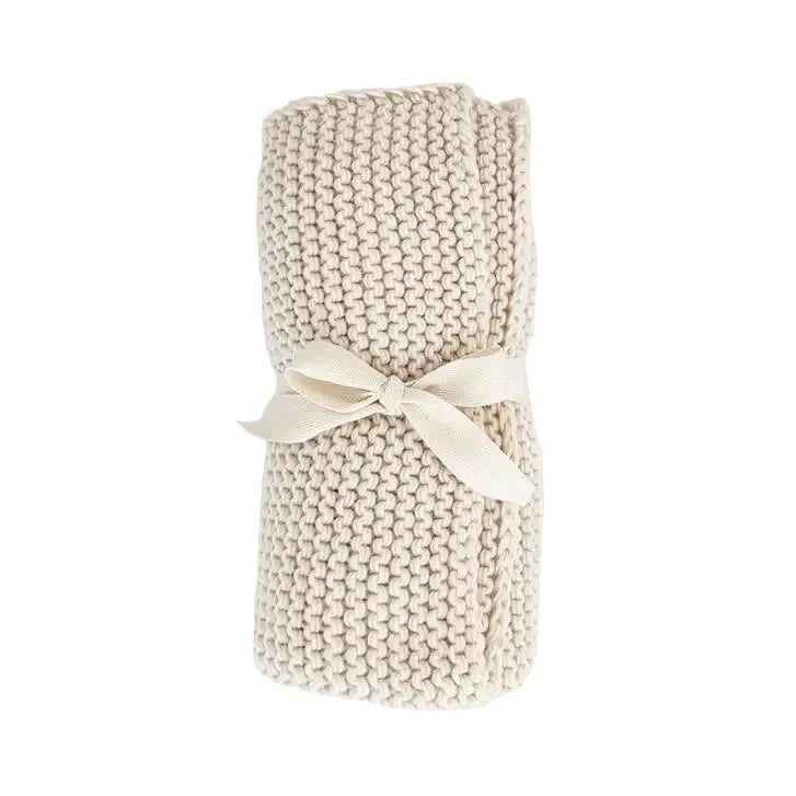 Natural Garter Stitch Knit Baby Blanket