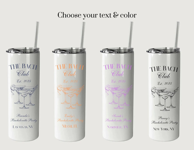 Bachelorette Custom Skinny Tumbler, 20 OZ. White Printed Tumbler