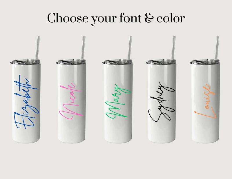 Custom Name Skinny Tumbler, 20 OZ. White Printed Tumbler