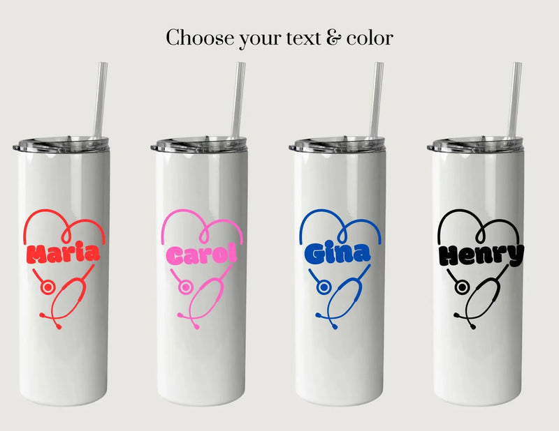 Nurse Custom Skinny Tumbler, 20 OZ. White Printed Tumbler